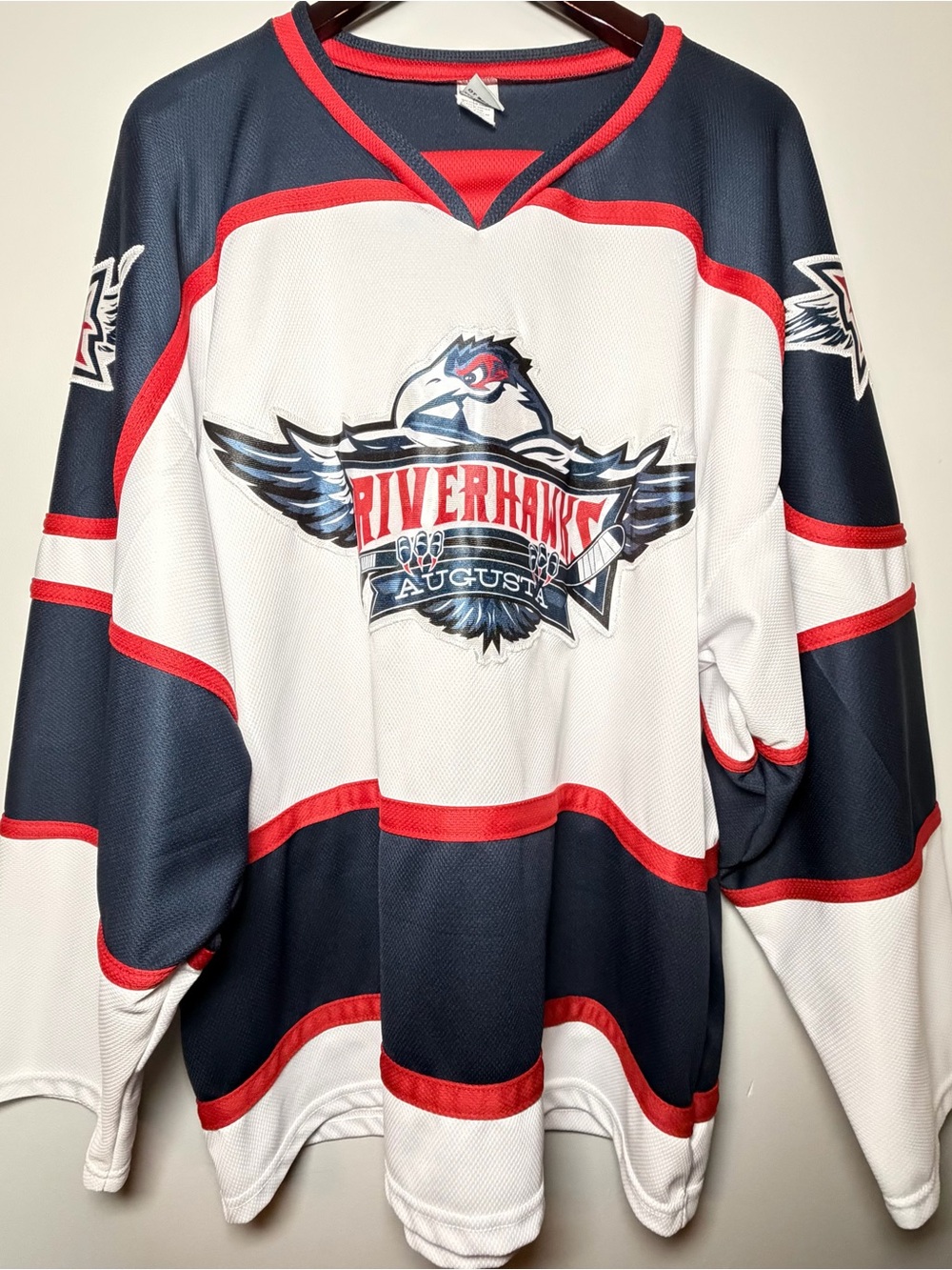 OT Sports Augusta Riverhawks SPHL Hockey Jersey Adult Blank Back Rare Defunct L